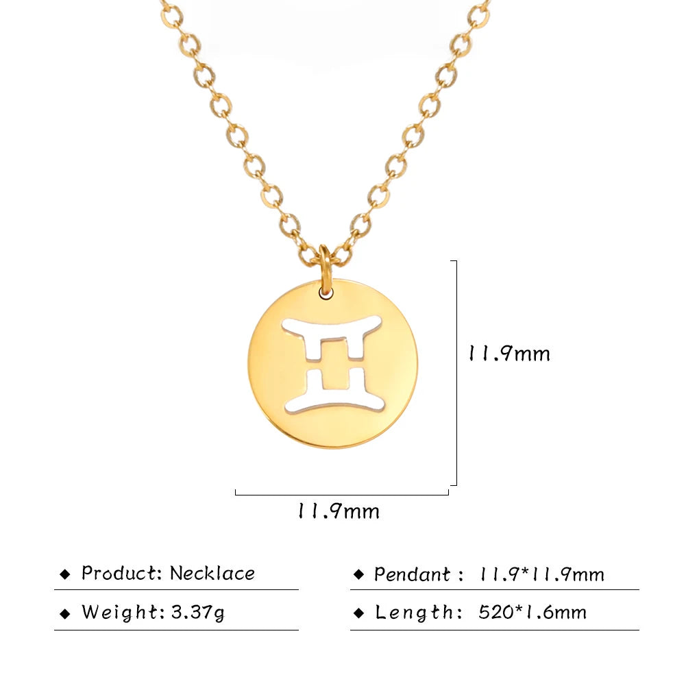 Zodiac Academy Round Zodiac Sign Necklaces