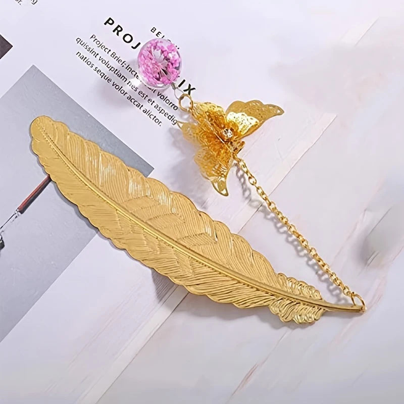 Butterfly Feather Metal Bookmark