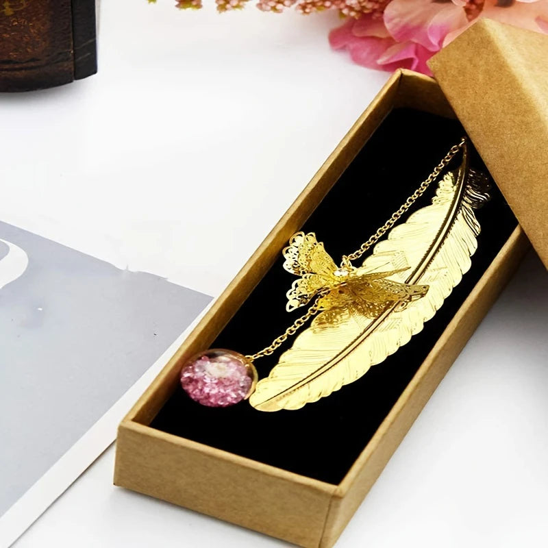 Butterfly Feather Metal Bookmark