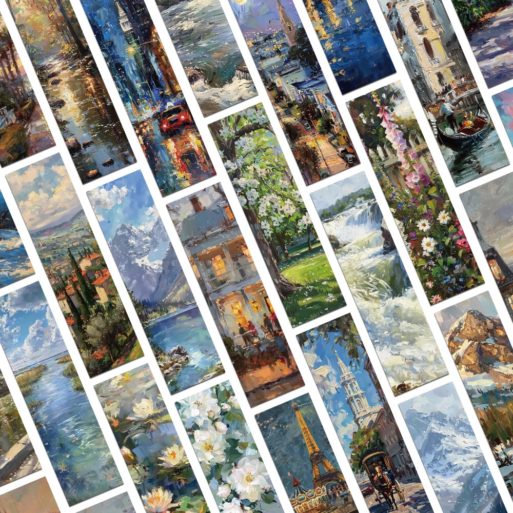 30pcs Classic Oil Painting Landscape Bookmarks