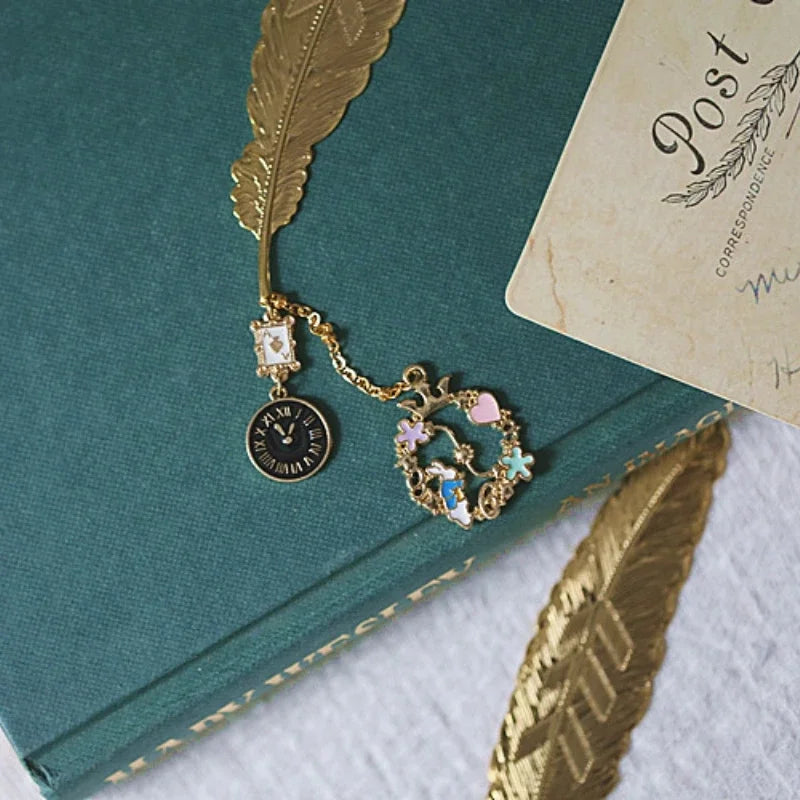 Disney Alice In Wonderland Gold Feather Bookmarks