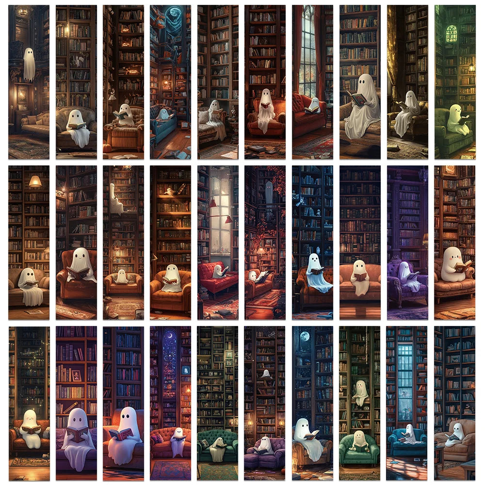 30pcs Library Ghost Reading Bookmarks