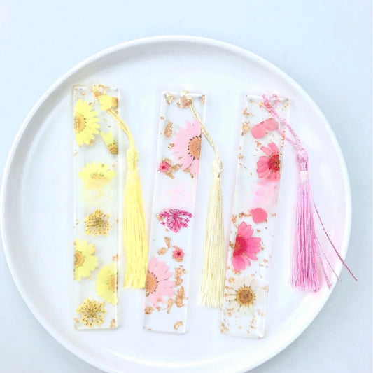 Pressed Flower Resin Tassel Bookmarks