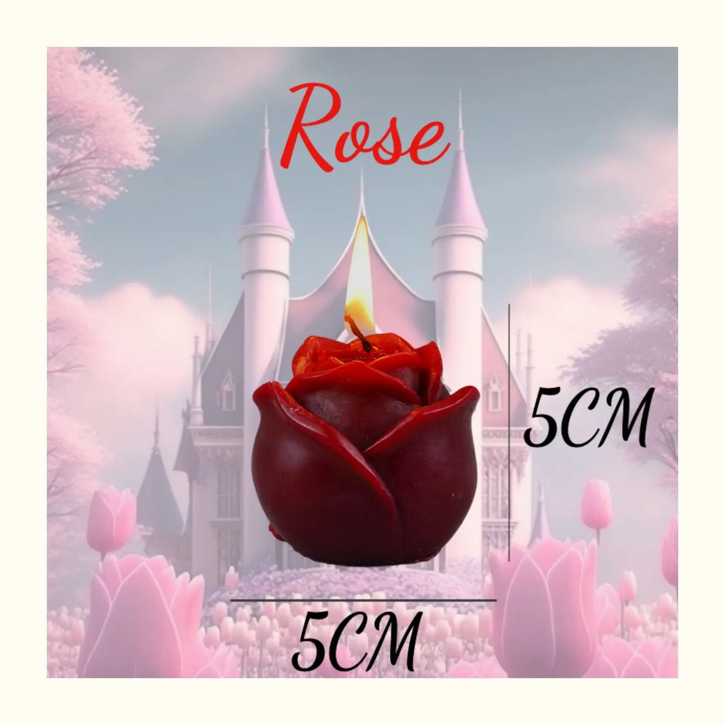 Vela perfumada con rosa roja de La Bella y la Bestia, princesa Disney