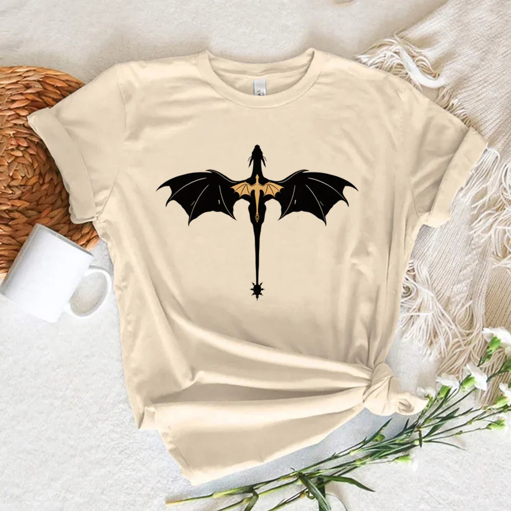 Fourth Wing Beige Short Sleeve Tops