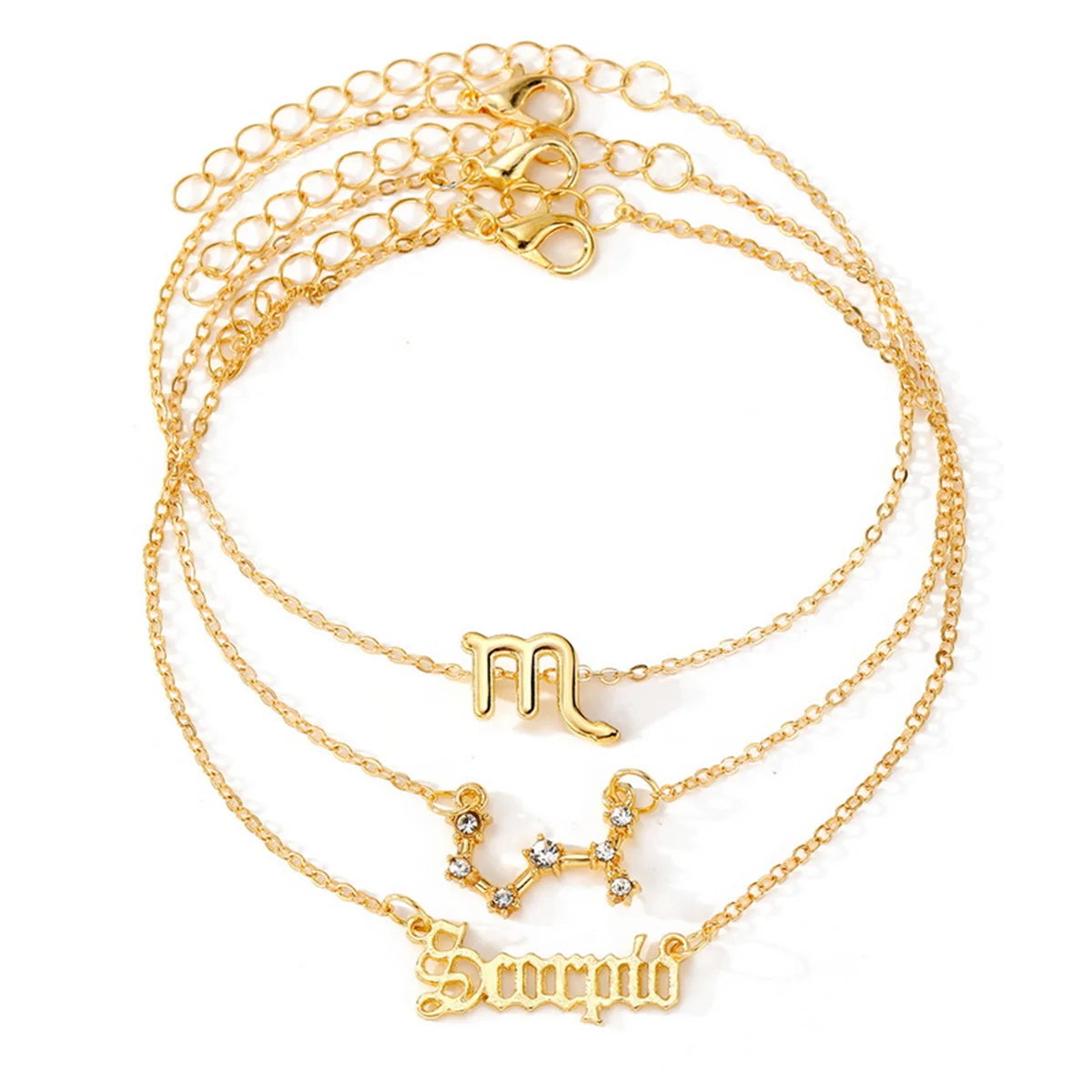Zodiac Academy 3pc Set Zodiac Sign Anklets