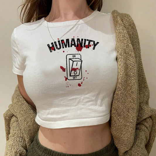 The Vampire Diaries Crop Short Sleeve Tops