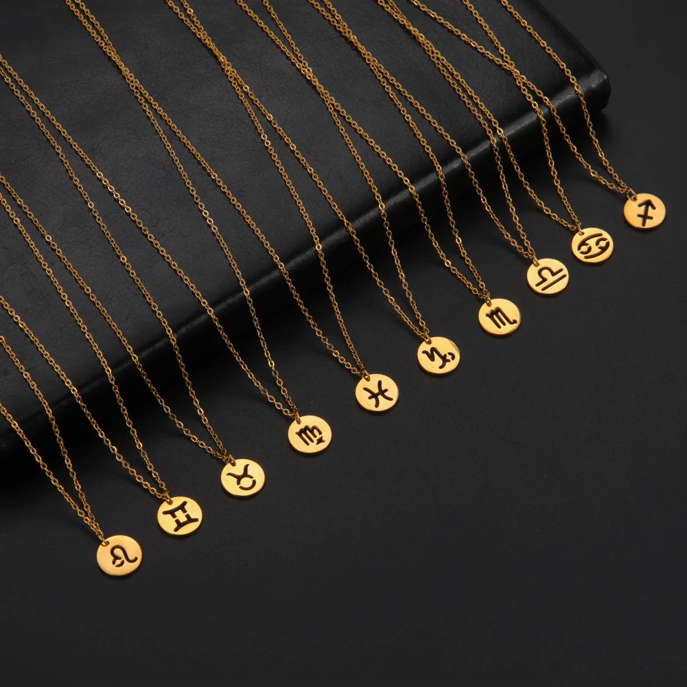 Zodiac Academy Round Zodiac Sign Necklaces