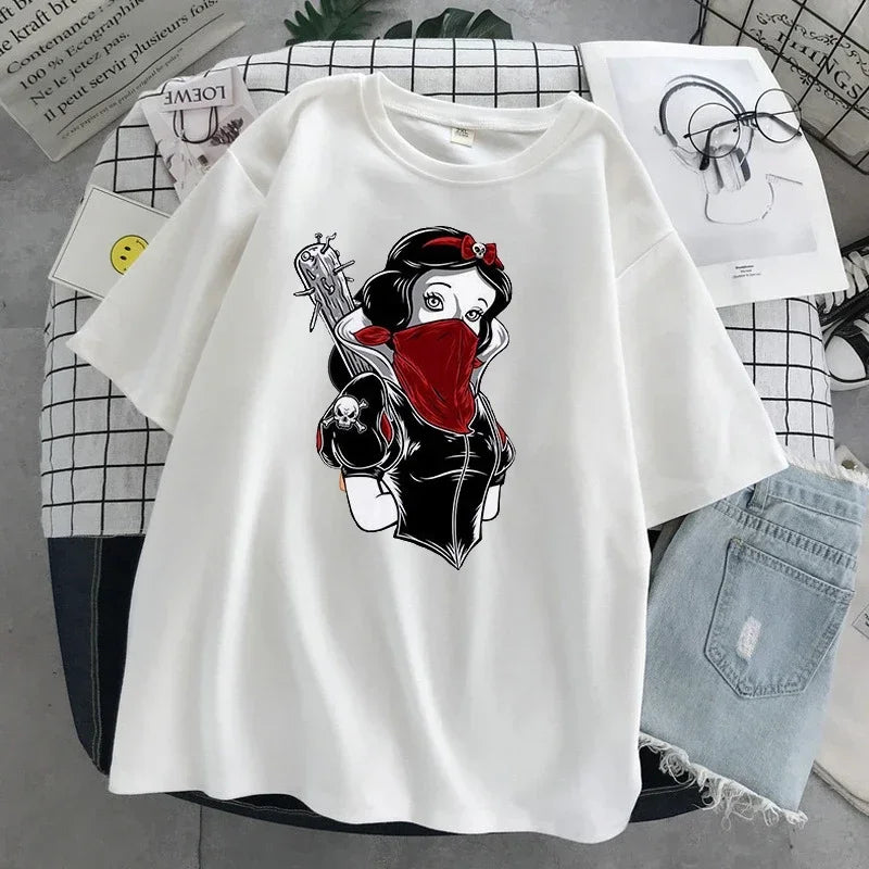 Disney Princess Ariel, Alice and Snow White Tattooed Short Sleeve Tops