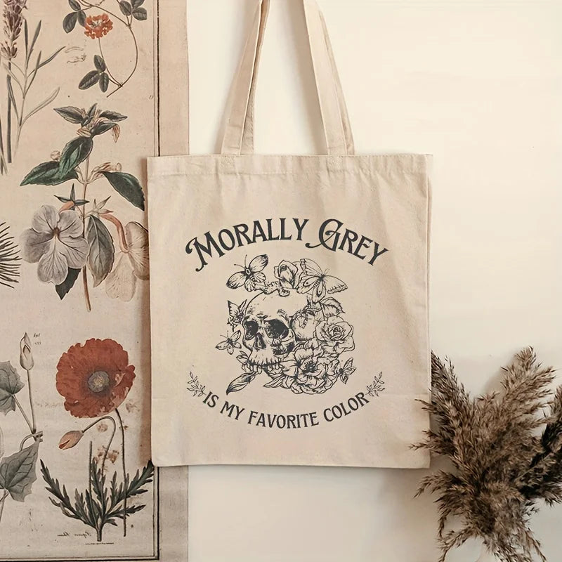Bolso de mano con estampado floral de calaveras de estilo gótico de Morally Grey