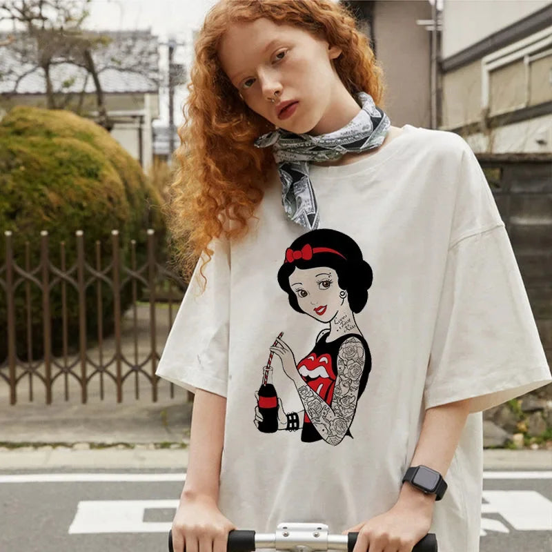 Disney Princess Ariel, Alice and Snow White Tattooed Short Sleeve Tops