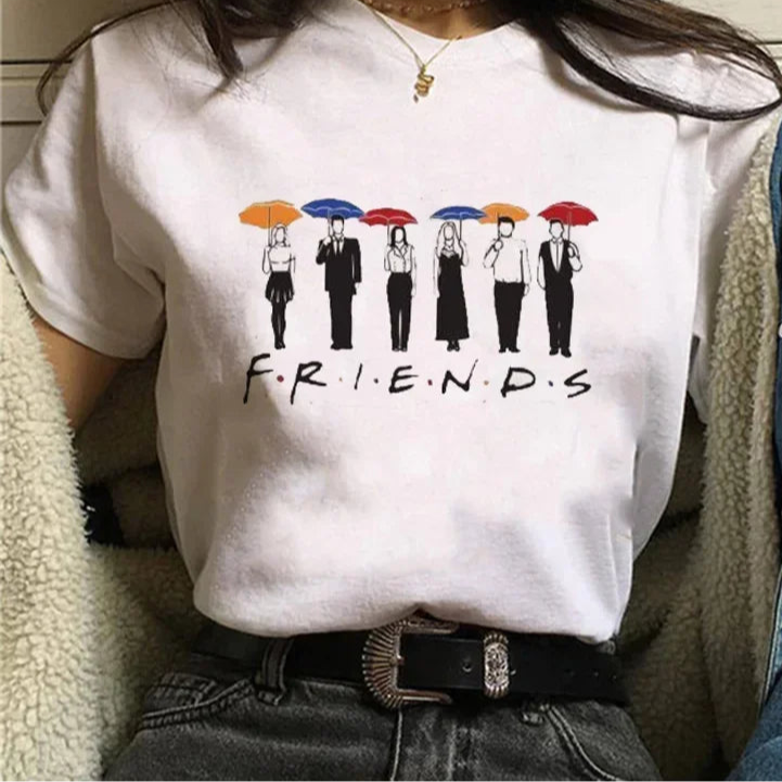 Friends White Short Sleeve Tops