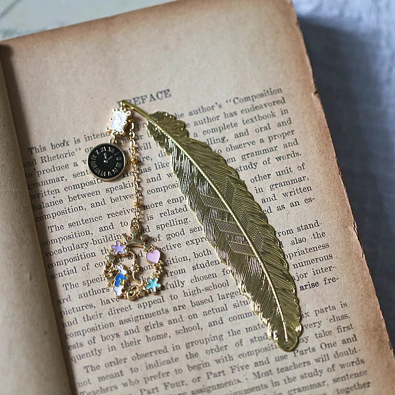 Disney Alice In Wonderland Gold Feather Bookmarks