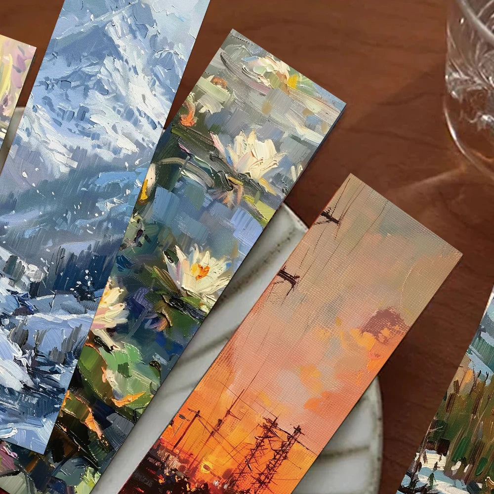 30pcs Classic Oil Painting Landscape Bookmarks