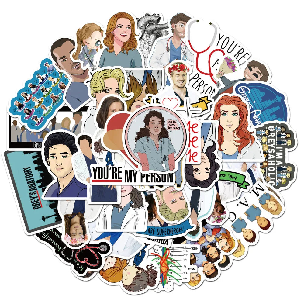 10 or 50pcs Grey's Anatomy Stickers