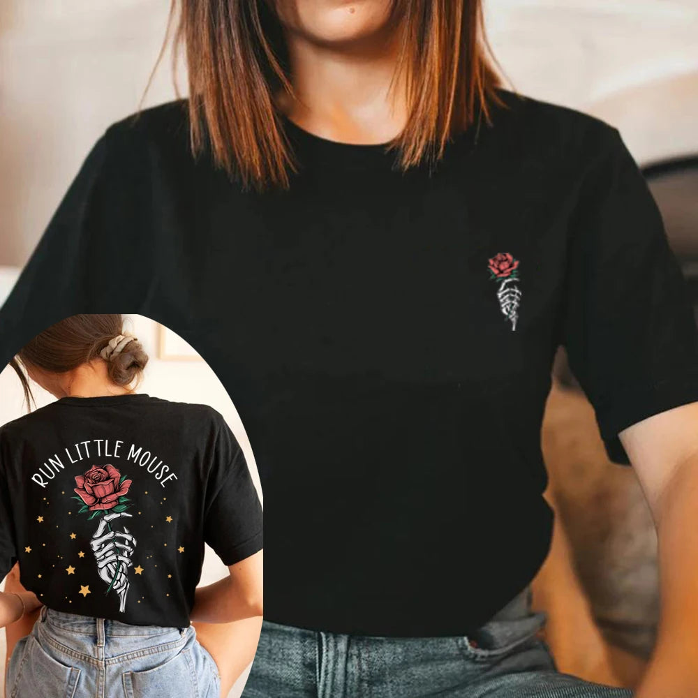 Camiseta de manga corta con diseño de rosa y ratoncito Haunting Adeline Run