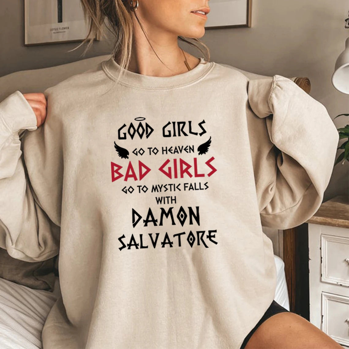 The Vampire Diaries Bad Girls Go To Mystic Falls with Damon Salvatore Sweatshirt