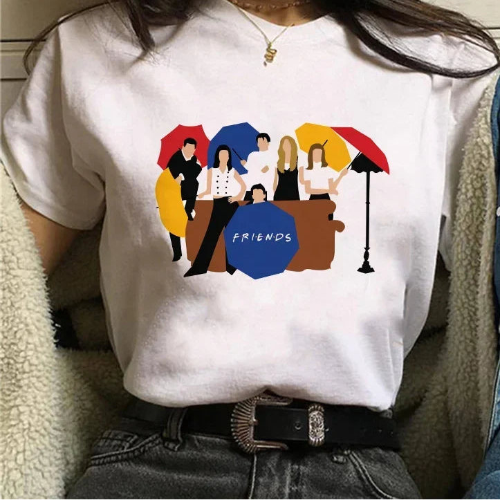 Friends White Short Sleeve Tops