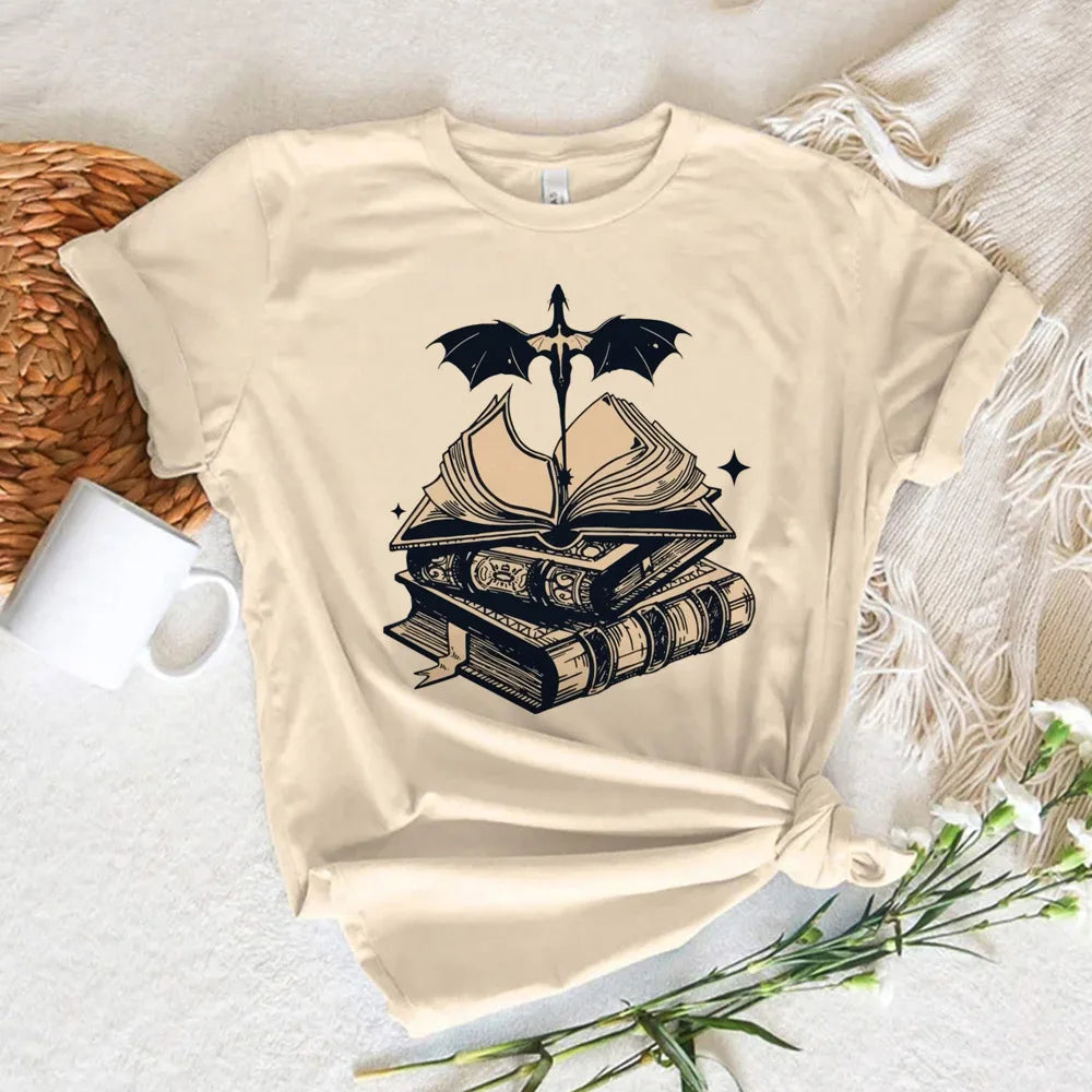 Fourth Wing Beige Short Sleeve Tops