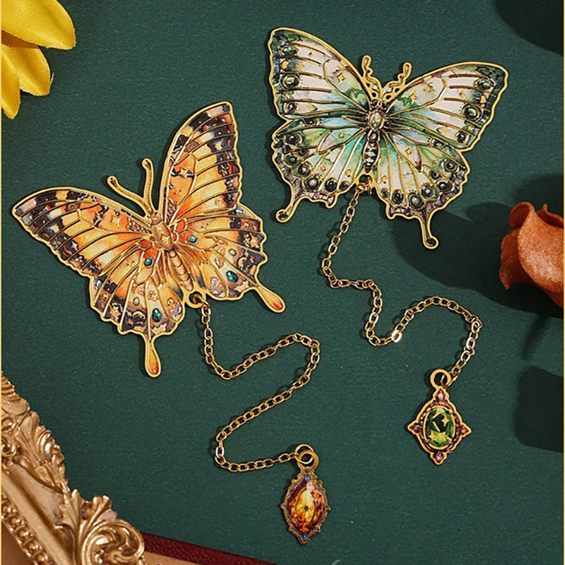Butterfly Oil Painting Metal Bookmarks