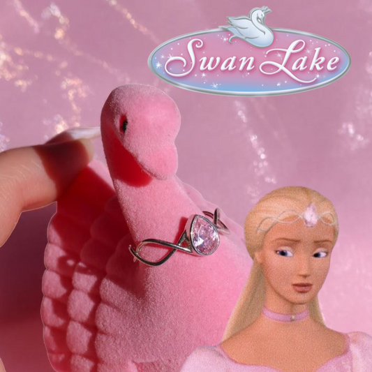 Barbie of Swan Lake Princess Odette Pink Crystal Crown Ring