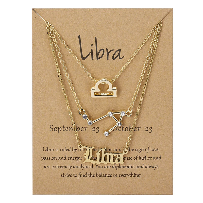 Zodiac Academy 3pc Set Zodiac Sign Necklaces