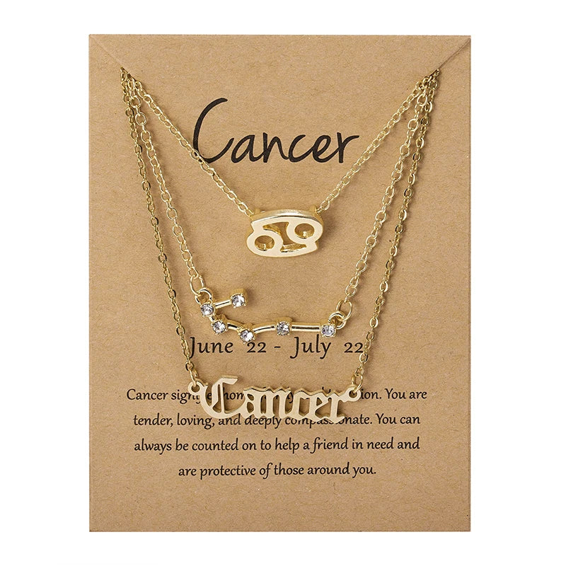 Zodiac Academy 3pc Set Zodiac Sign Necklaces