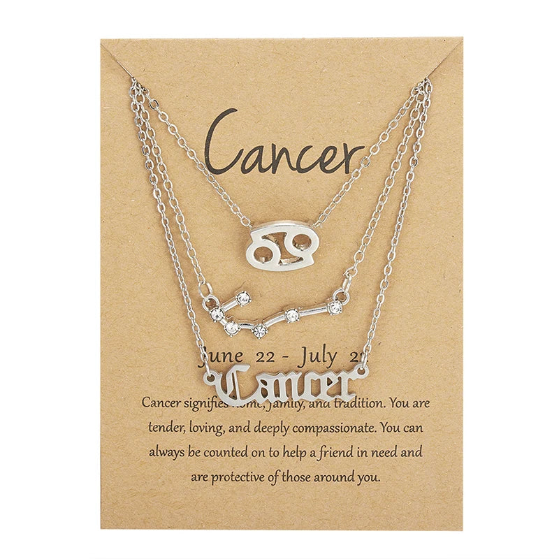 Zodiac Academy 3pc Set Zodiac Sign Necklaces