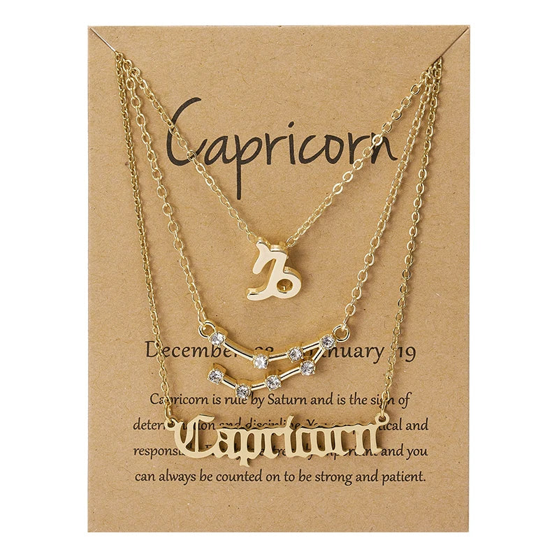 Zodiac Academy 3pc Set Zodiac Sign Necklaces