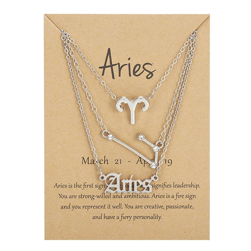 Zodiac Academy 3pc Set Zodiac Sign Necklaces