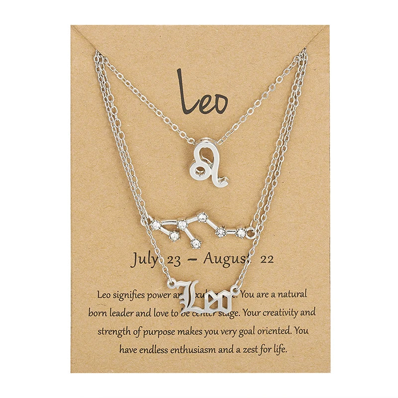 Zodiac Academy 3pc Set Zodiac Sign Necklaces