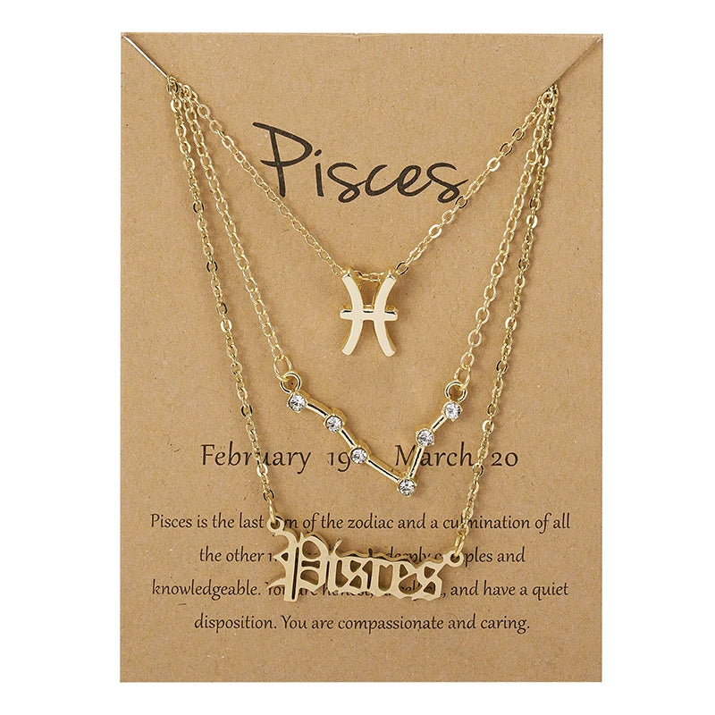 Zodiac Academy 3pc Set Zodiac Sign Necklaces