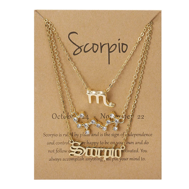 Zodiac Academy 3pc Set Zodiac Sign Necklaces