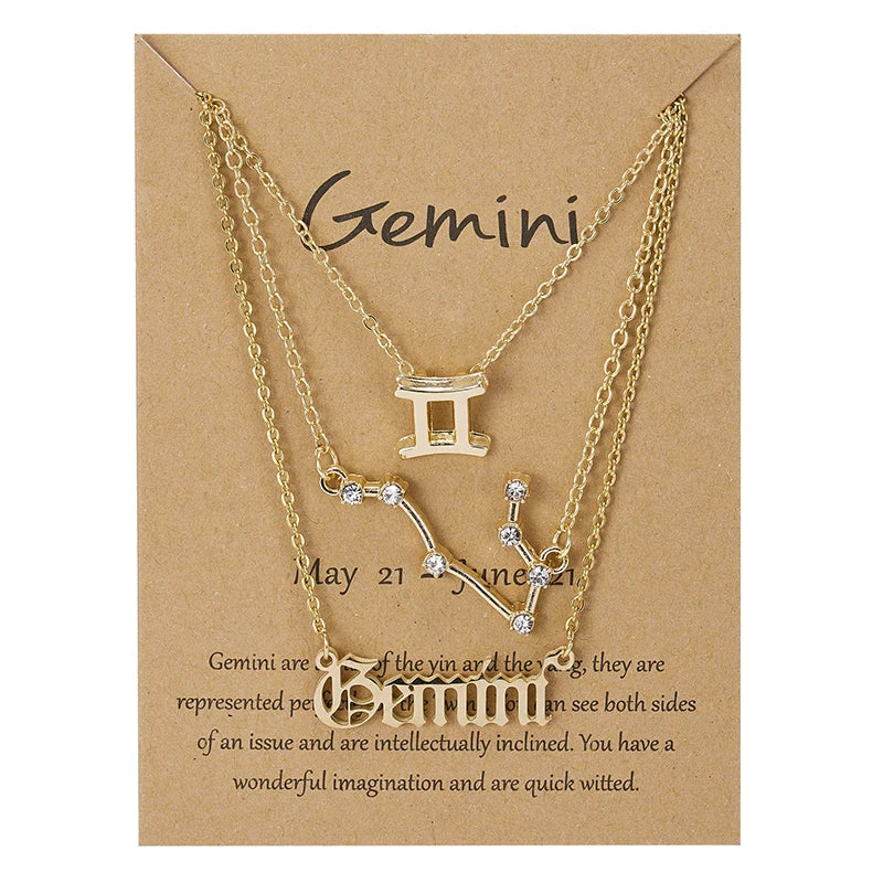 Zodiac Academy 3pc Set Zodiac Sign Necklaces