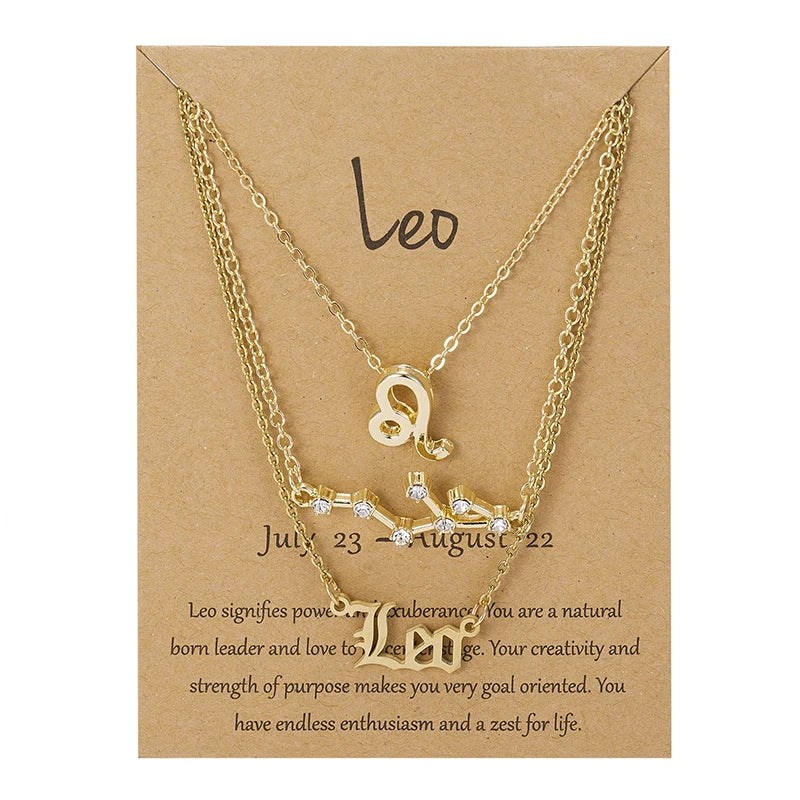 Zodiac Academy 3pc Set Zodiac Sign Necklaces