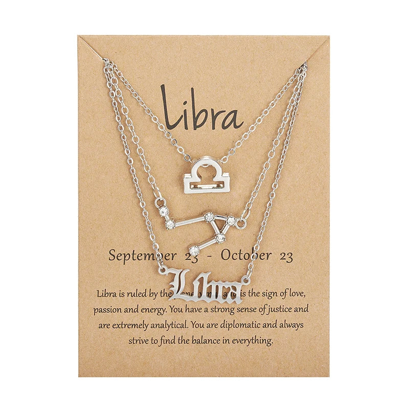 Zodiac Academy 3pc Set Zodiac Sign Necklaces