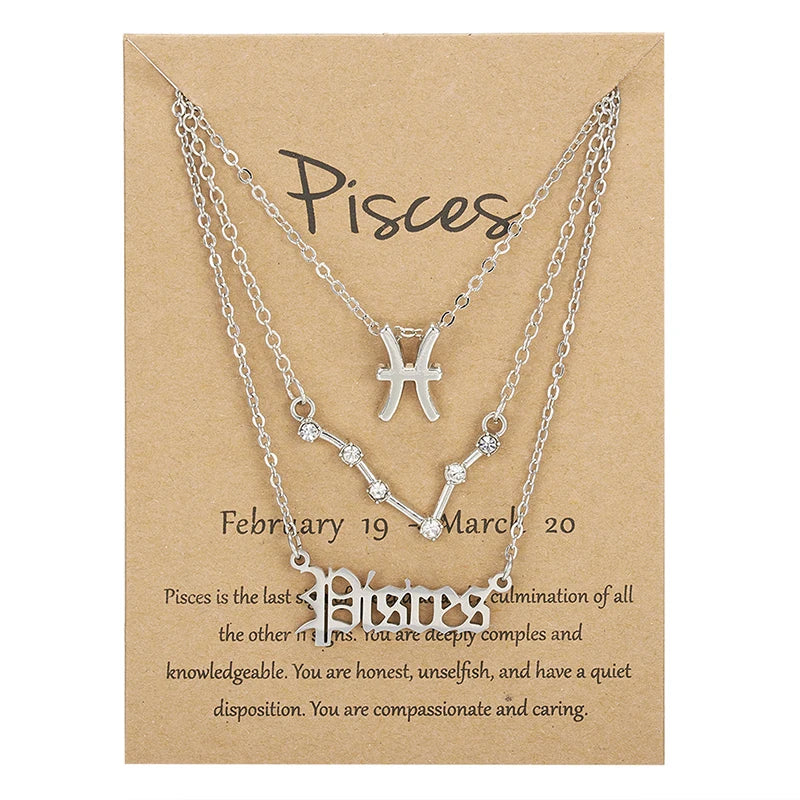 Zodiac Academy 3pc Set Zodiac Sign Necklaces