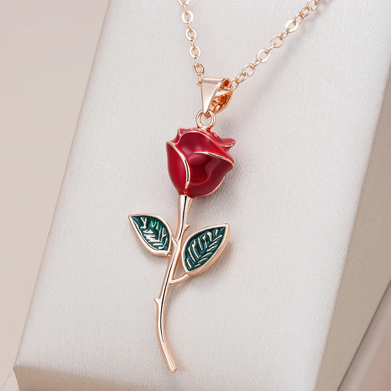 Disney Princess Beauty and the Beast Rose Flower Necklace