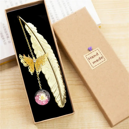 Butterfly Feather Metal Bookmark
