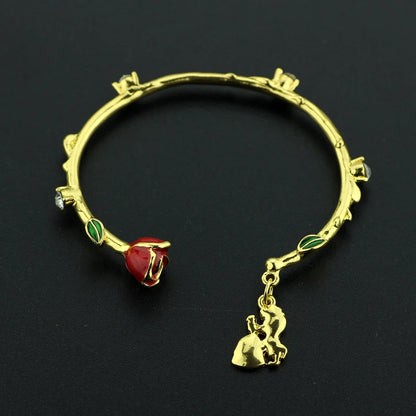 Disney Princess Beauty and the Beast Rose Flower Open Bracelet