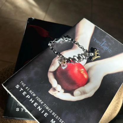 Twilight Bella's Wolf and Crystal Heart Bracelet