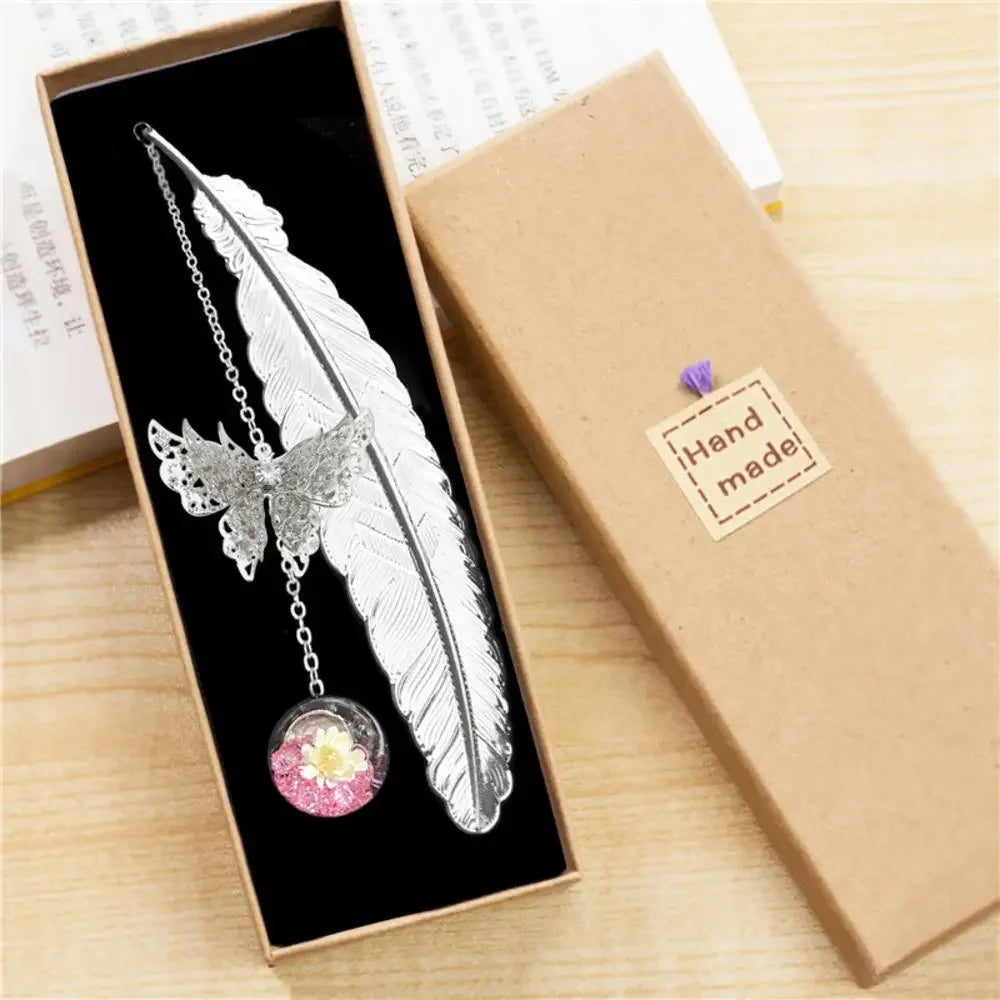 Butterfly Feather Metal Bookmark