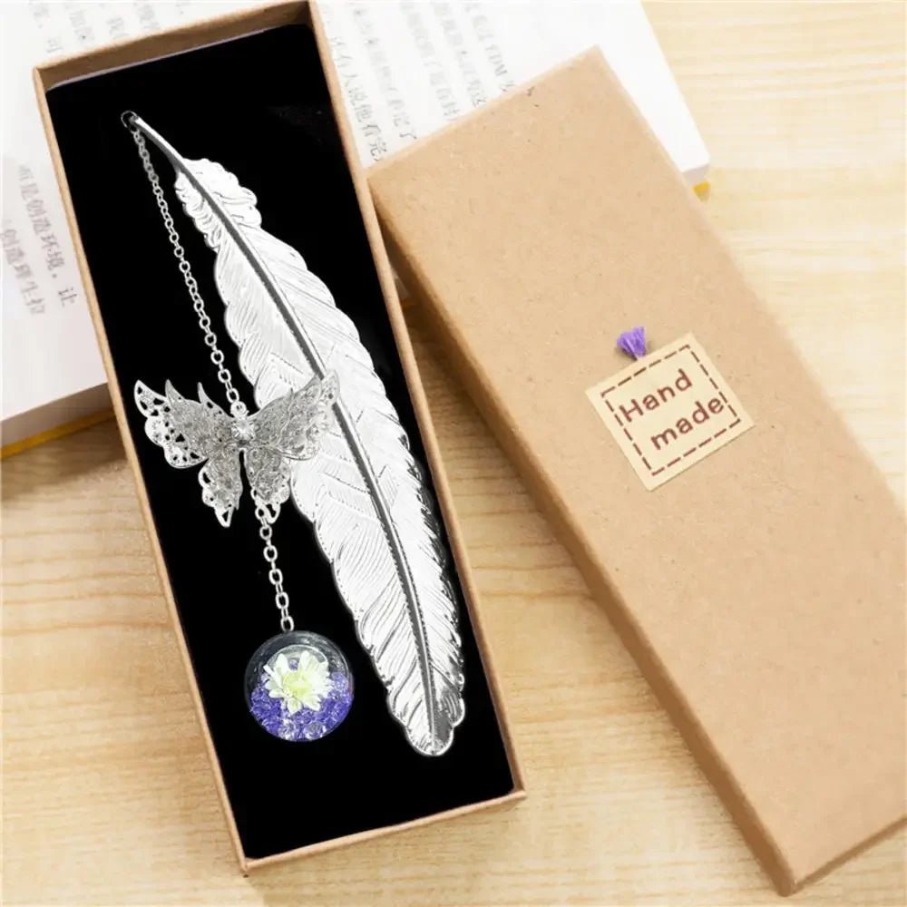 Butterfly Feather Metal Bookmark